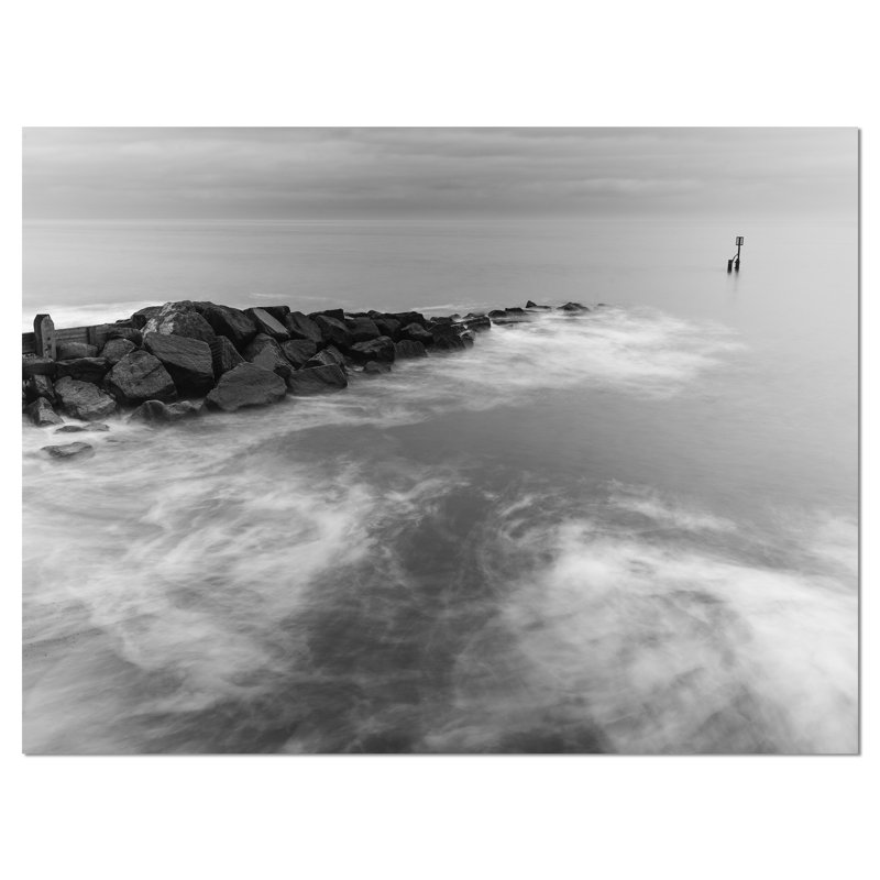 Milky Waves Splashing Over Rocks Seascape Canvas Artwork, 20x12"