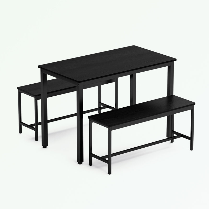 Ensemble de table de salle à manger 3 pièces avec 2 bancs