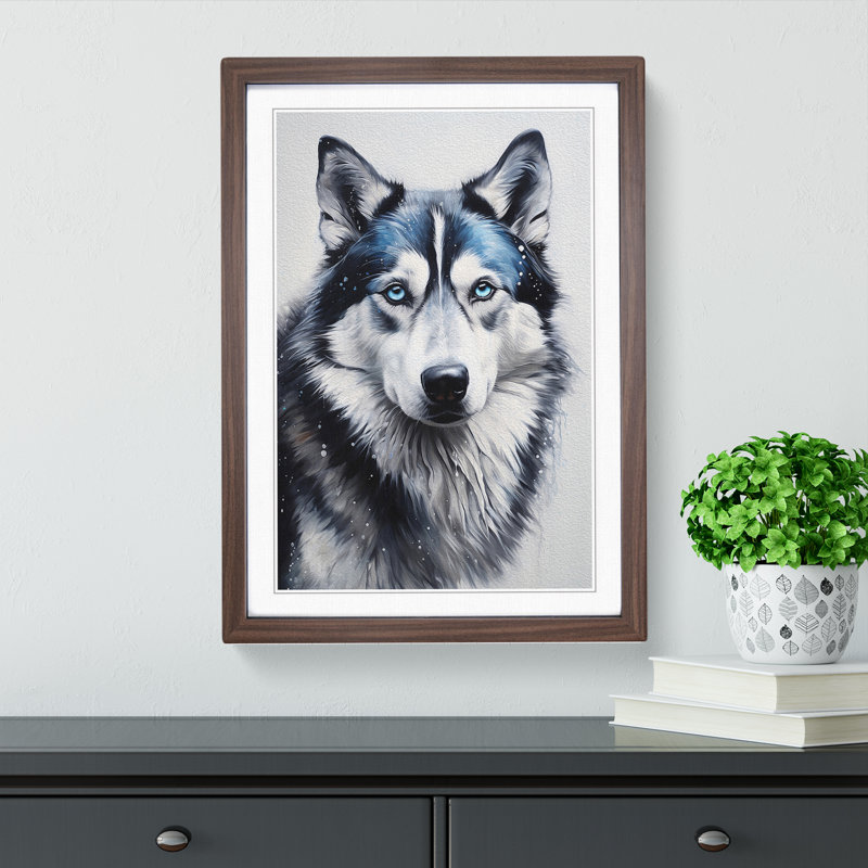 Husky Realism - Framed Print, Walnut , 64cm H x 46cm W x 2cm D