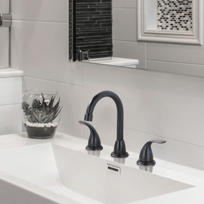 8 Inch Widespread Double Handle Bathroom Faucet With Pop-Up Drain Kit