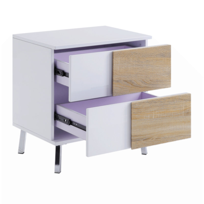 Table de bout ultra brillante avec 2 tiroirs Table basse naturelle Table basse Table de salon