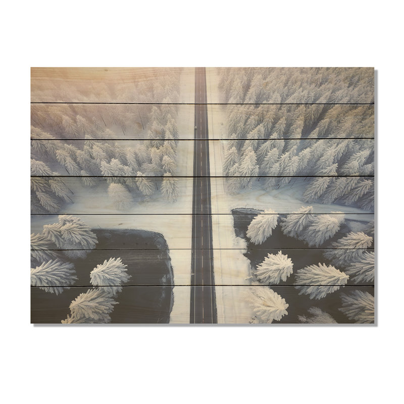 Endless Road Into Winter Forest III - Route sur bois, H 24 po x l 32 po x P 0,78 po