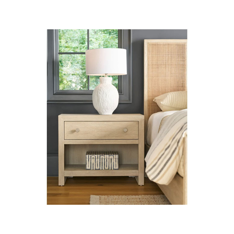 Table de chevet Oasis Dockside en chêne massif de 86 cm de large avec prises électriques et éclairage DEL