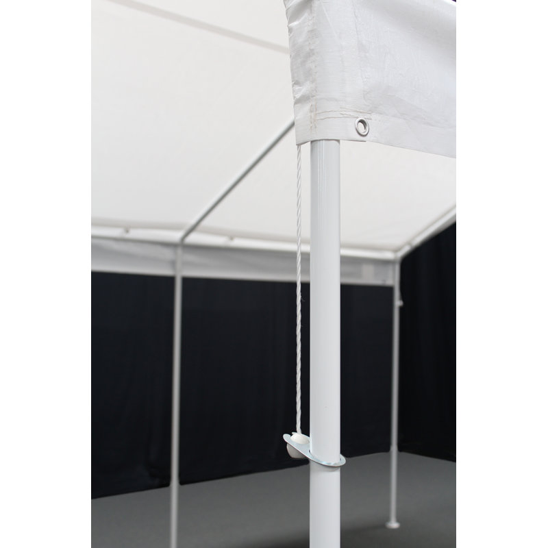 Extra Long White Fabric Canopy with Metal Frame