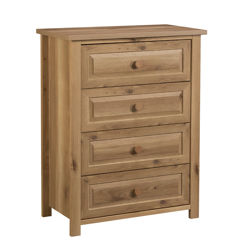 Commode 4 tiroirs, finition chêne