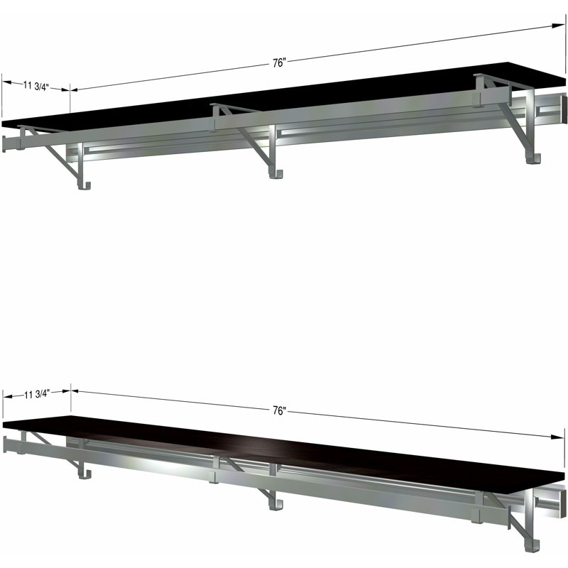 Système d'organisation avec barres à vêtements et deux tablettes, Espresso, H 8,5 po x l 76 po x P 11,75