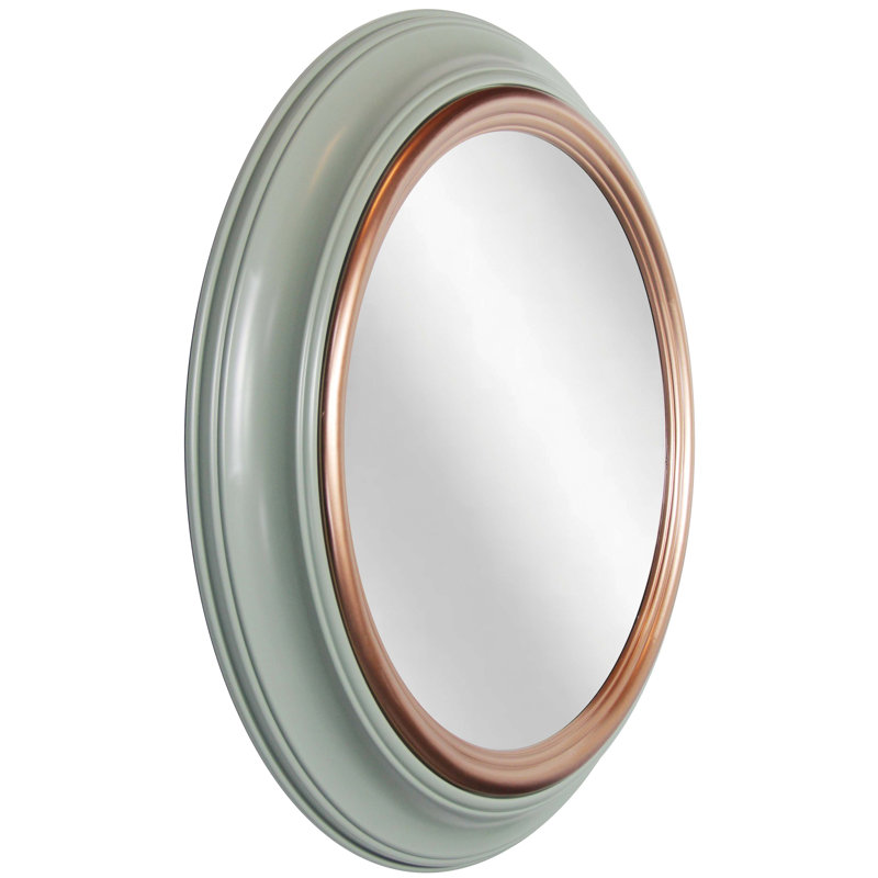 Ornate Sage Green and Gold Round 24-Inch Wall Mirror