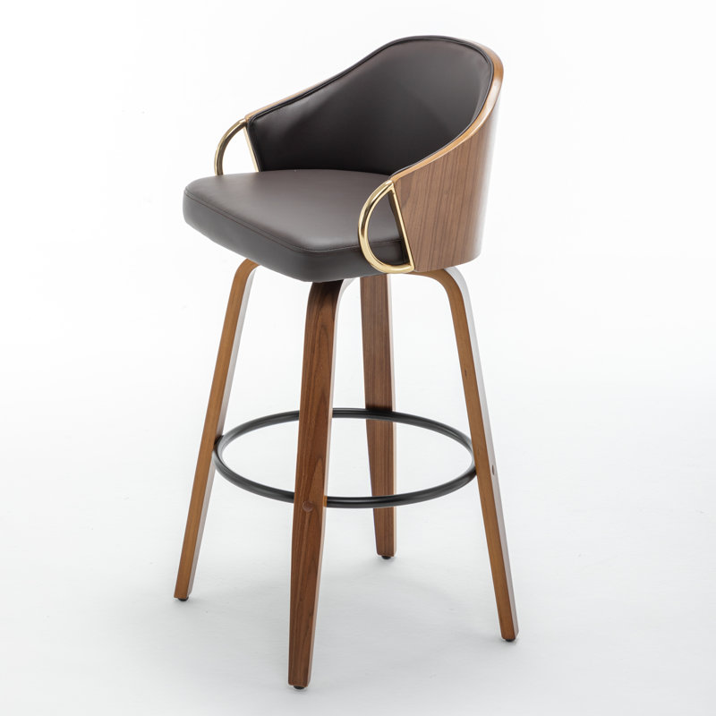 Tabouret pivotant Mahtab, Marron foncé, Tabouret de comptoir (siège d'une hauteur de 25 p