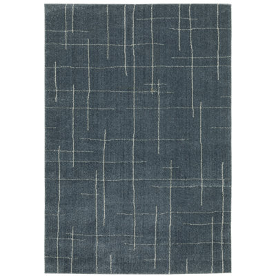 Tapis bleu / gris à motif géométrique Androscogin