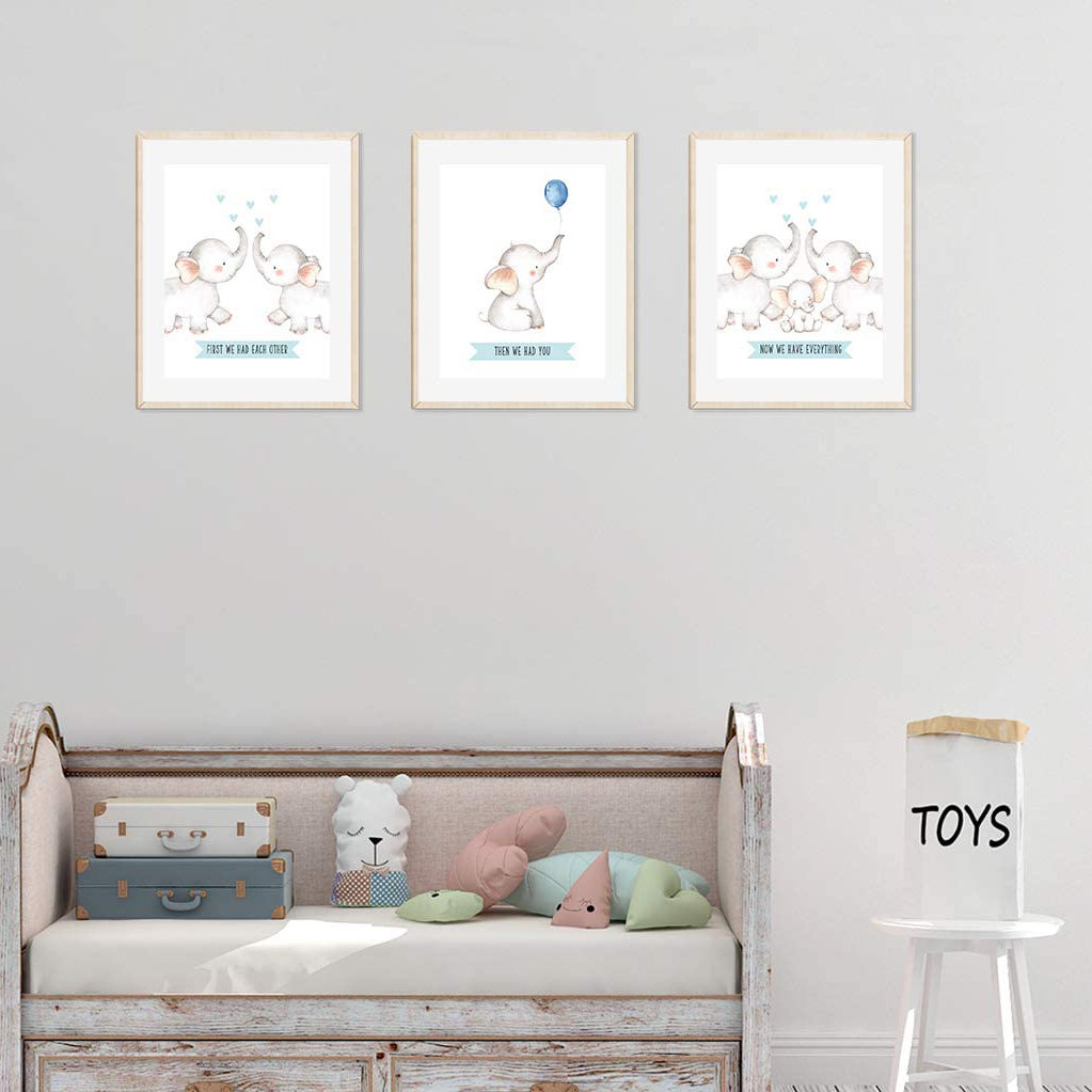 Crave First We Had Each Other Then You Now We Have Everything, Boy Elephant 3-Piece Set Paper Print Harriet Bee 