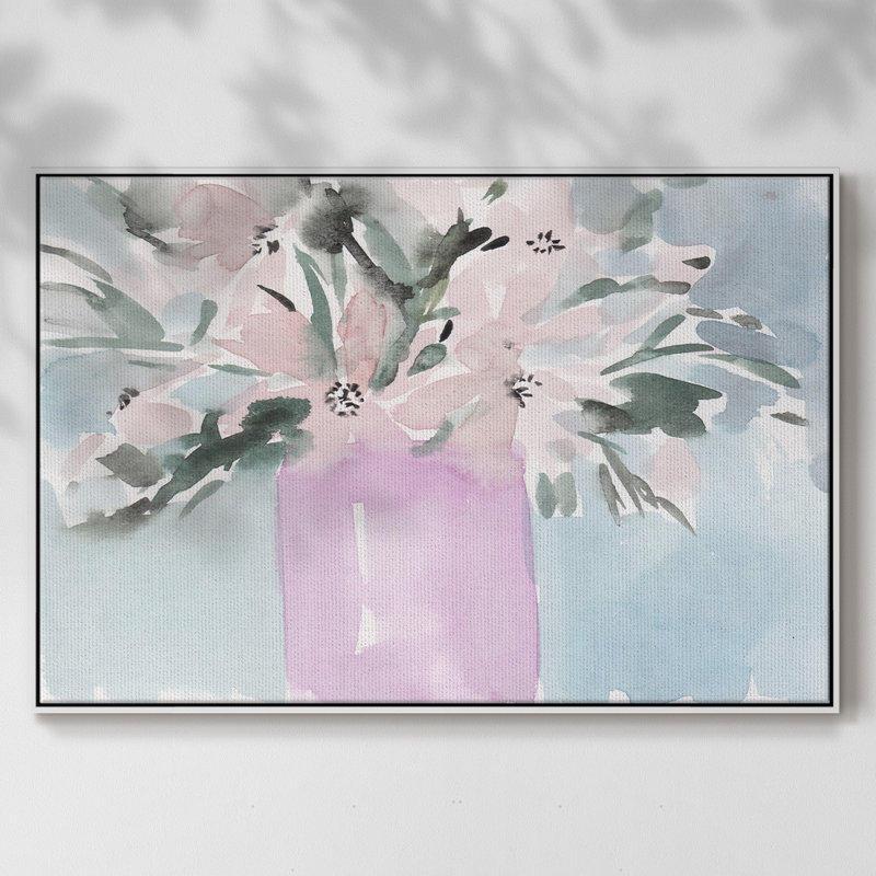 Fleurs brisées II - impression, H 27 po x l 41 po x P 2 po, Toile encadrée flottée blanche, Non