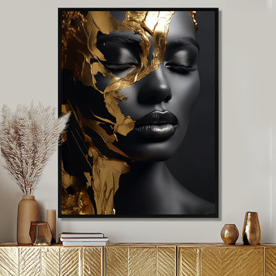 Black and gold Gilded woman Photo III - Woman Wall Art