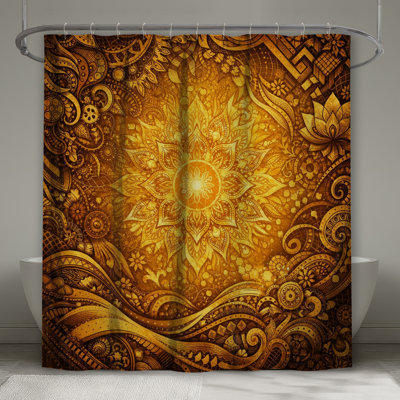 Rideaux de douche Intricate Golden Mandala