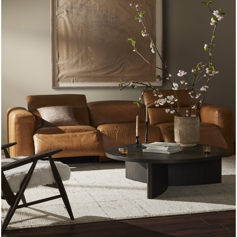 Radley 124" Leather Power Reclining Sofa, Gray Polyester Blend