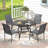 4-Person Patio Dining Set with Round Dining Table and 4 Stackable Textilene Armrest Chairs-1749207974