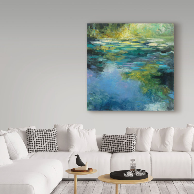 « water lilies iii », reproduction de peinture à l’acrylique sur toile tendue, H 14 po x l 14 po x P 2 po