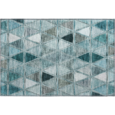 Premium Machine Washable Prisco Teal Rug