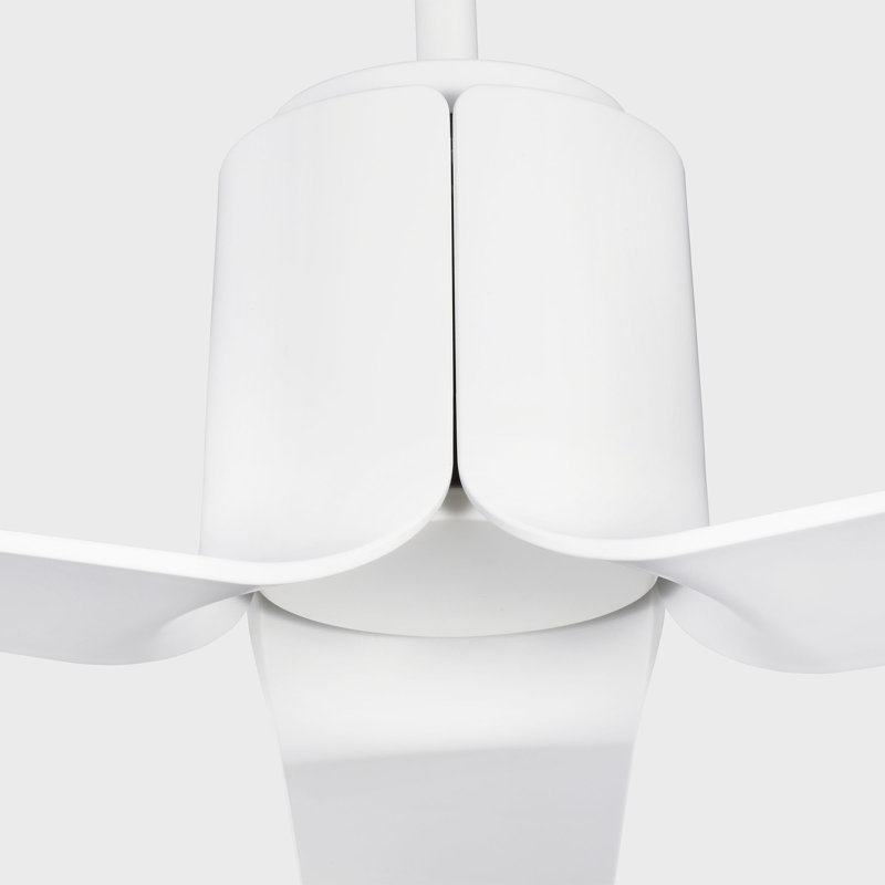 Visual Comfort Fan Peel Smart 66 LED Indoor Ceiling Fan with Threaded Downrod, Matte White ABS blades and Handheld Remote