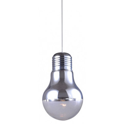 Grand luminaire suspendu moderne 1 lumière argent