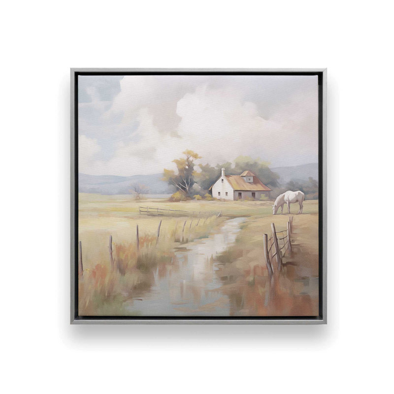 «Countryside Farmhouse», reproduction sur toile, Encadrement argenté, H 16,75 po x l 16,75 po x P 1,75 po