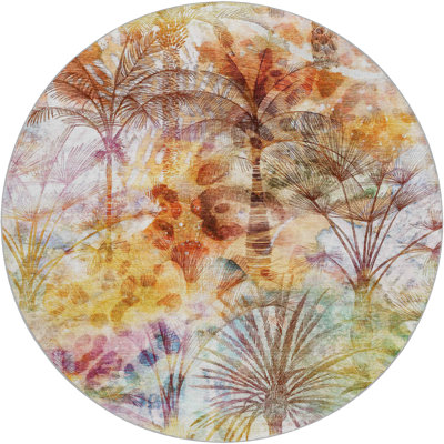 Premium Machine Washable Dream Shag ADS210 Palms Rug