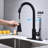 Matte Black Stainless Steel Pull Out Kitchen Faucet, 360 Rotating High Nozzle For Simplified Water Use, Single Lever Smooth Control, Corrosion Treatment, Gentle And Even Flow , Nozzle, Lever,