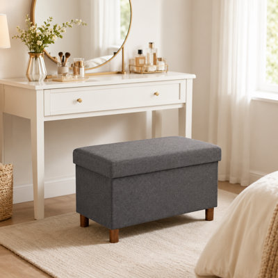 29.7" Linen Storage Ottoman Bench with Removable Tray
