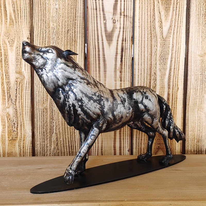 Metal Wolf Statue