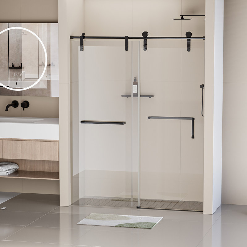 56 à 60 po X P 76 po H Porte de douche sans cadre