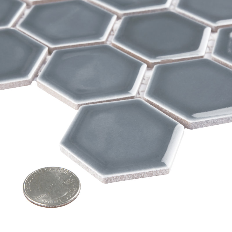 Carreau de mosaïque en porcelaine Merola, Gris impérial