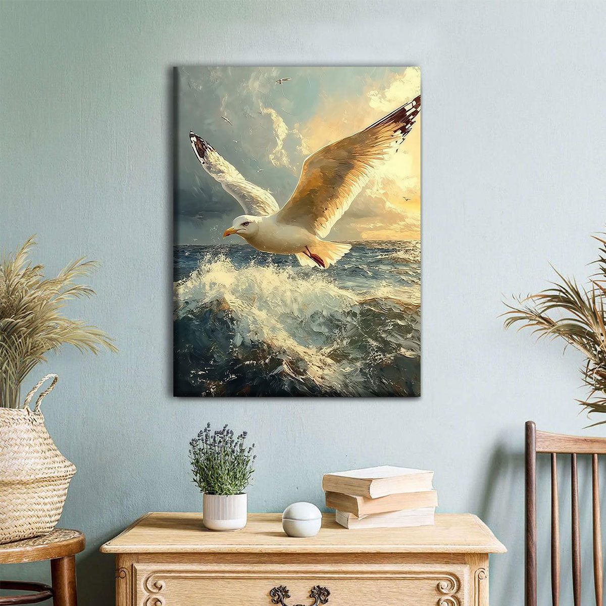 Highland Dunes Seagull Canvas Wall Art Coastal Ocean Scenery Bird ...