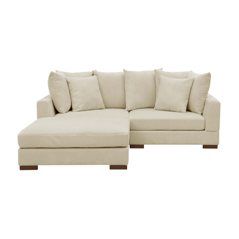 Canapé modulaire rembourré 3 pièces Aurbree, Velours côtelé crème