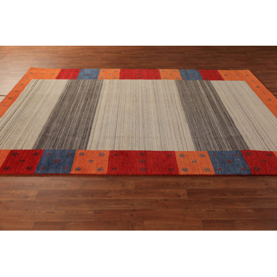 Striped Gabbeh Oriental Area Rug