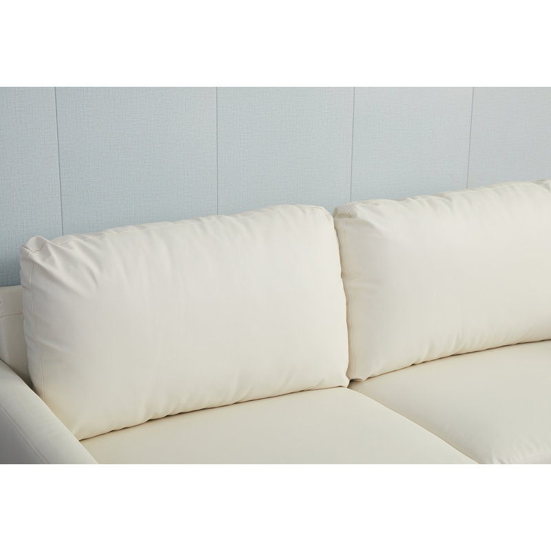 Marleina 58'' Faux Leather Sofa, Beige, 34.2" H x 58" W x 33" D