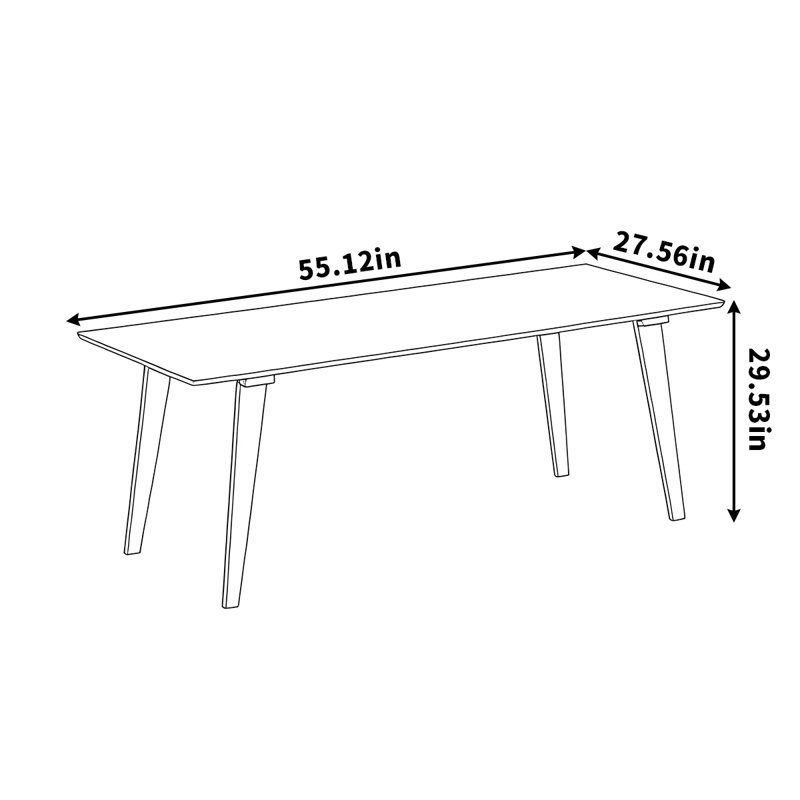 Table de salle à manger en frêne, H 29,53 po x L 55,12 po x l 27,56 po