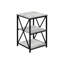 Table de chambre en stratifié gris avec support en métal noir pour un style contemporain. Construction robuste et durable. Accessoire idéal pour les petits travaux.