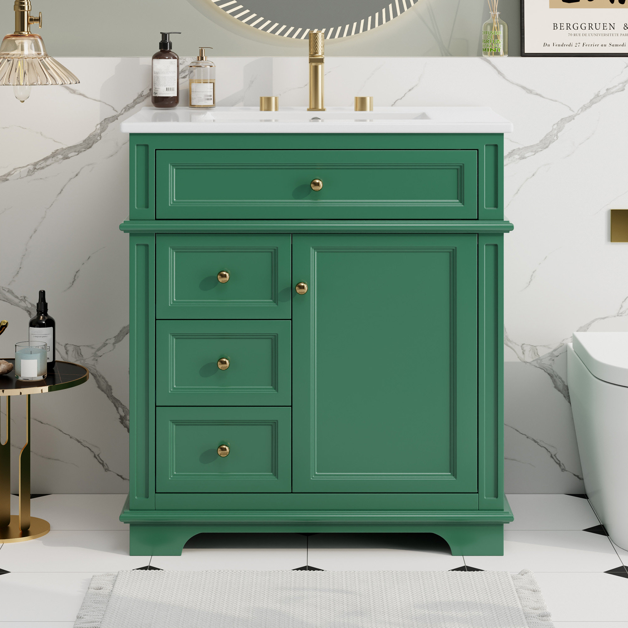 Winston Porter 30 quot Bathroom Vanity With Sink One Tip Out Drawer Three