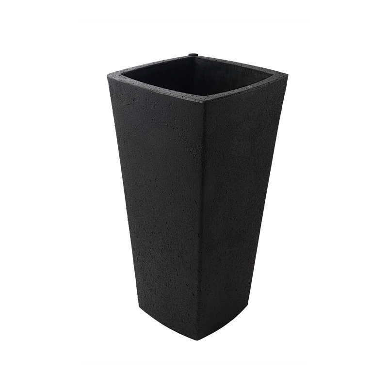Crete Self-Watering Planter, Square Curve, Black