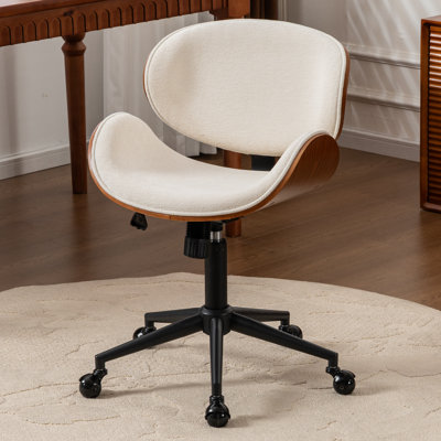 Upholstered Office Chair Adjustable Height Desk & Task Chair With Bentwood Chenille Swivel Chair With Metal Frame