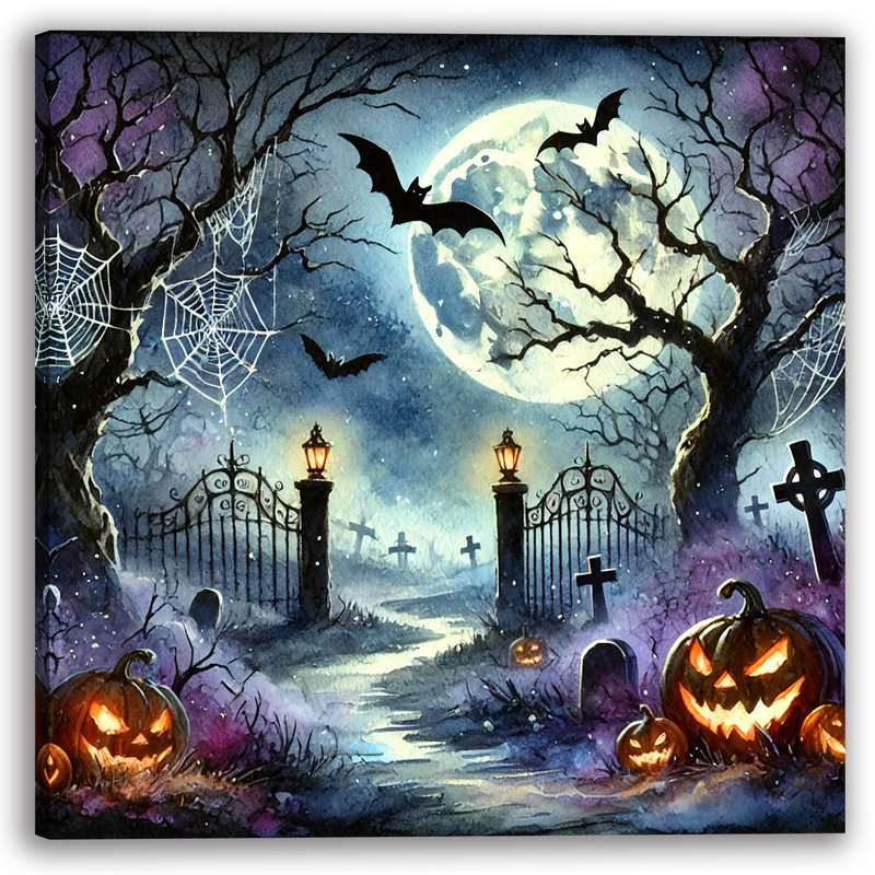 Haunted Graveyard Path Canvas, 20" H x 20" W x 1.5" D