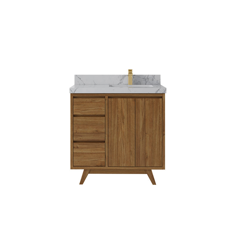 Ensemble de meuble-lavabo simple 36 po Kamala, Quartz Venatino