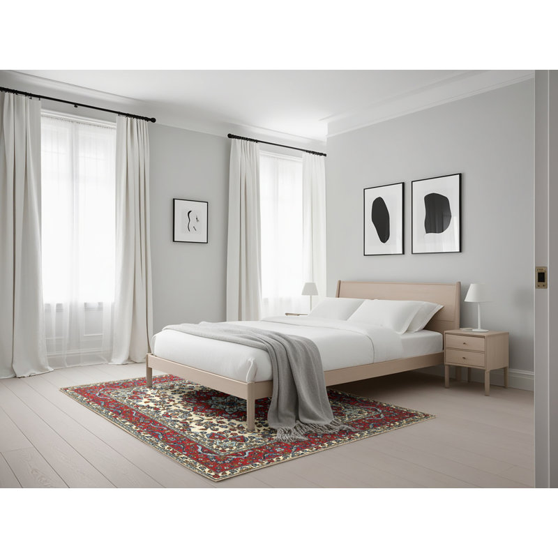Tapis rouge/gris/beige traditionnel Samana, Rectangle 5 pi x 7 pi