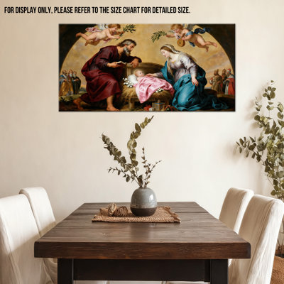 Crèche de Noël, art mural «O Sainte nuit», peinture rétro de la crèche de Noël pour le salon, impression de crèche de Noël pour la maison