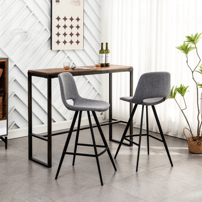 Gray 28.25" Counter Height Stools Of 2, With Upholstery, Metal Legs And Footrest For Relaxing Stool (2 Pieces). Cozy Upholstery. Leg Assembly. Built-in Extra Comfort. 17.5" Seat Width