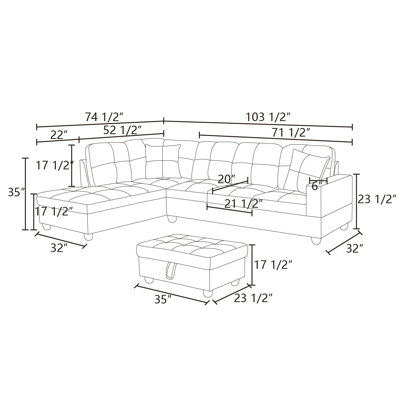 Canapé modulaire en L 103,5 po Crius