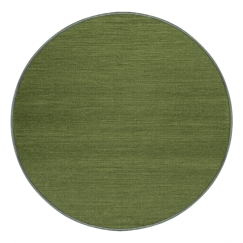 Machine Washable Solid Green Area Rug, Rond 8 pi