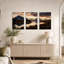 «Mountain River Reflection at Golden Sunset», ensemble de 3 toiles murales-2021639072