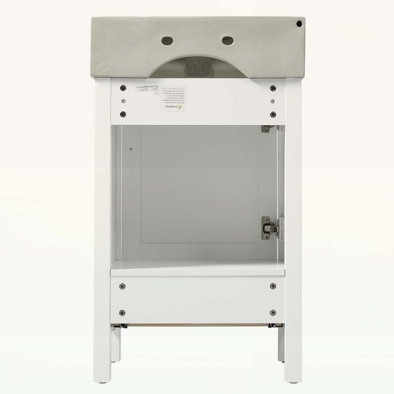 Meuble-lavabo moderne avec lavabo en céramique, poignées élégantes en métal argenté et tiroir, Blanc