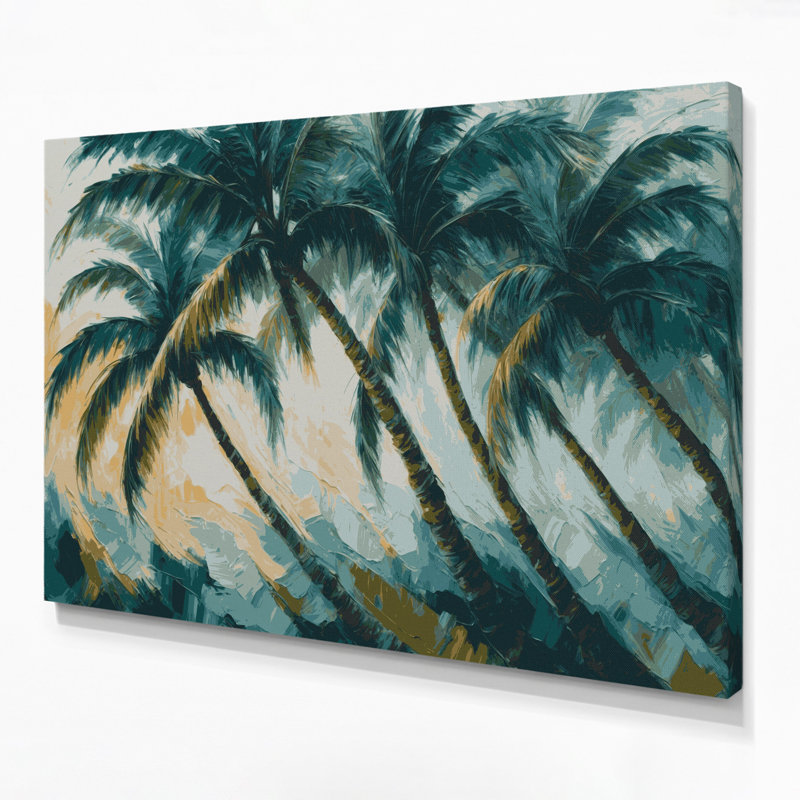 «Hawaiian Swaying Palms», art mural sur toile bleue, H 16 po x l 20 po