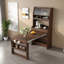 Buffet avec huche et table de salle à manger pliable, tablettes de rangement, crochets latéraux et armoire avec portes coulissantes-955238248